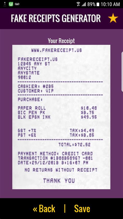 counterfeit receipt generator